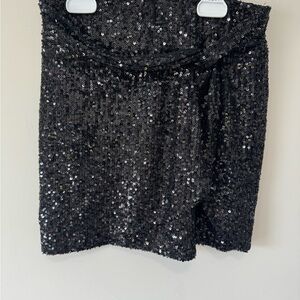 Gianni Bini Black Sequin Mini Skirt